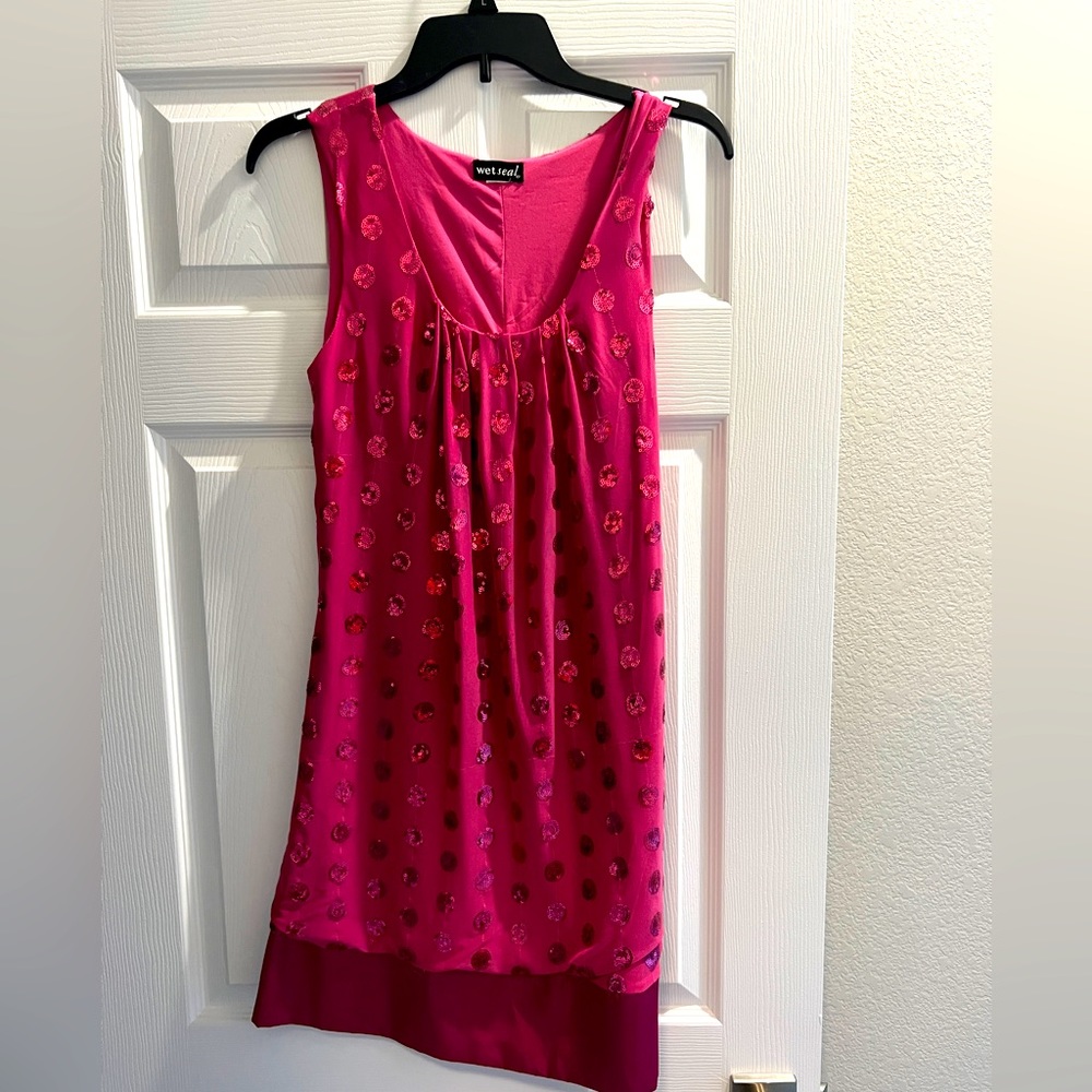 Wet seal fun pink polka dot dress